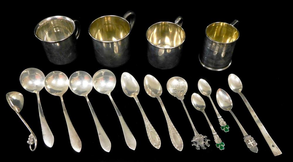 Appraisal: STERLING Sixteen pieces of miscellaneous sterling silver flatware and handled