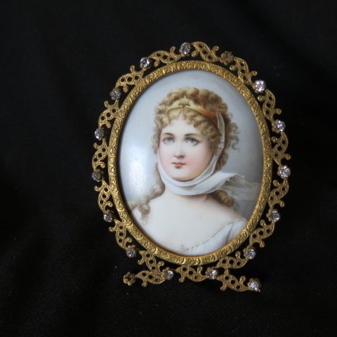 Appraisal: Miniature Painting on Porcelain of Queen Louise x image in