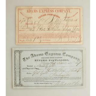 Appraisal: Two Adams Express Company Receipts Lot of two Adams Express