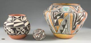 Appraisal: Acoma Ollas inc C Faustine Three Native American Acoma ollas