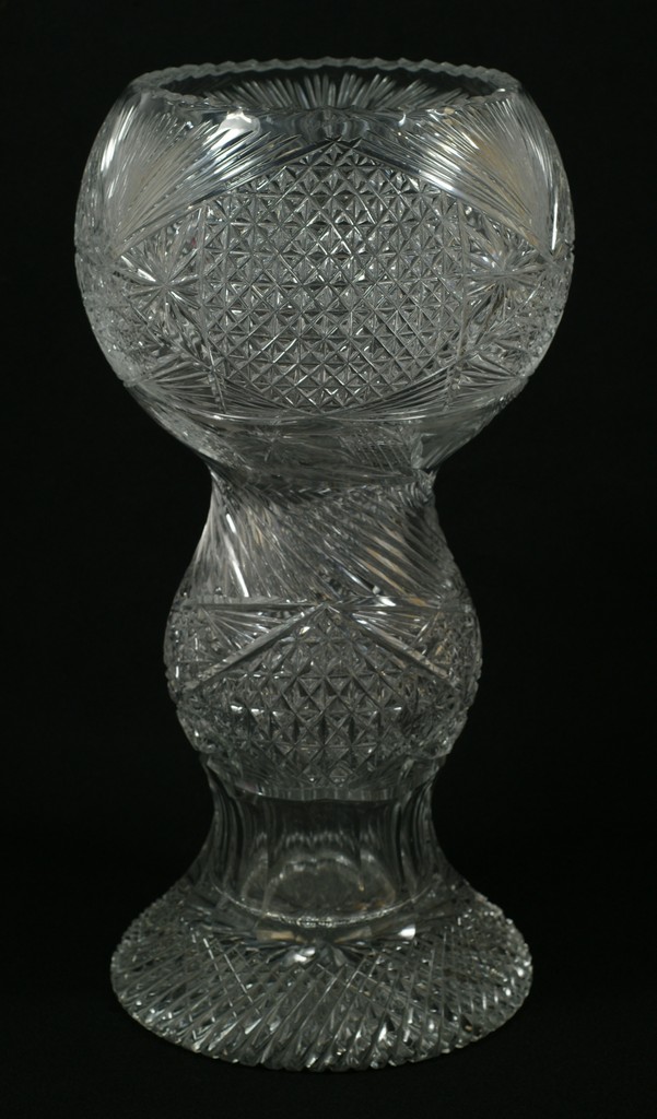 Appraisal: Double bulbous form cut glass vase star cut bottom no