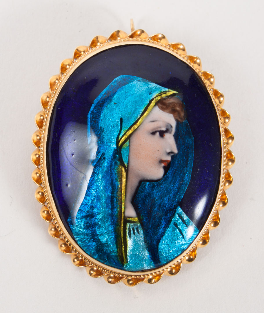 Appraisal: Limoges enameled pendant pin in a K gold setting in