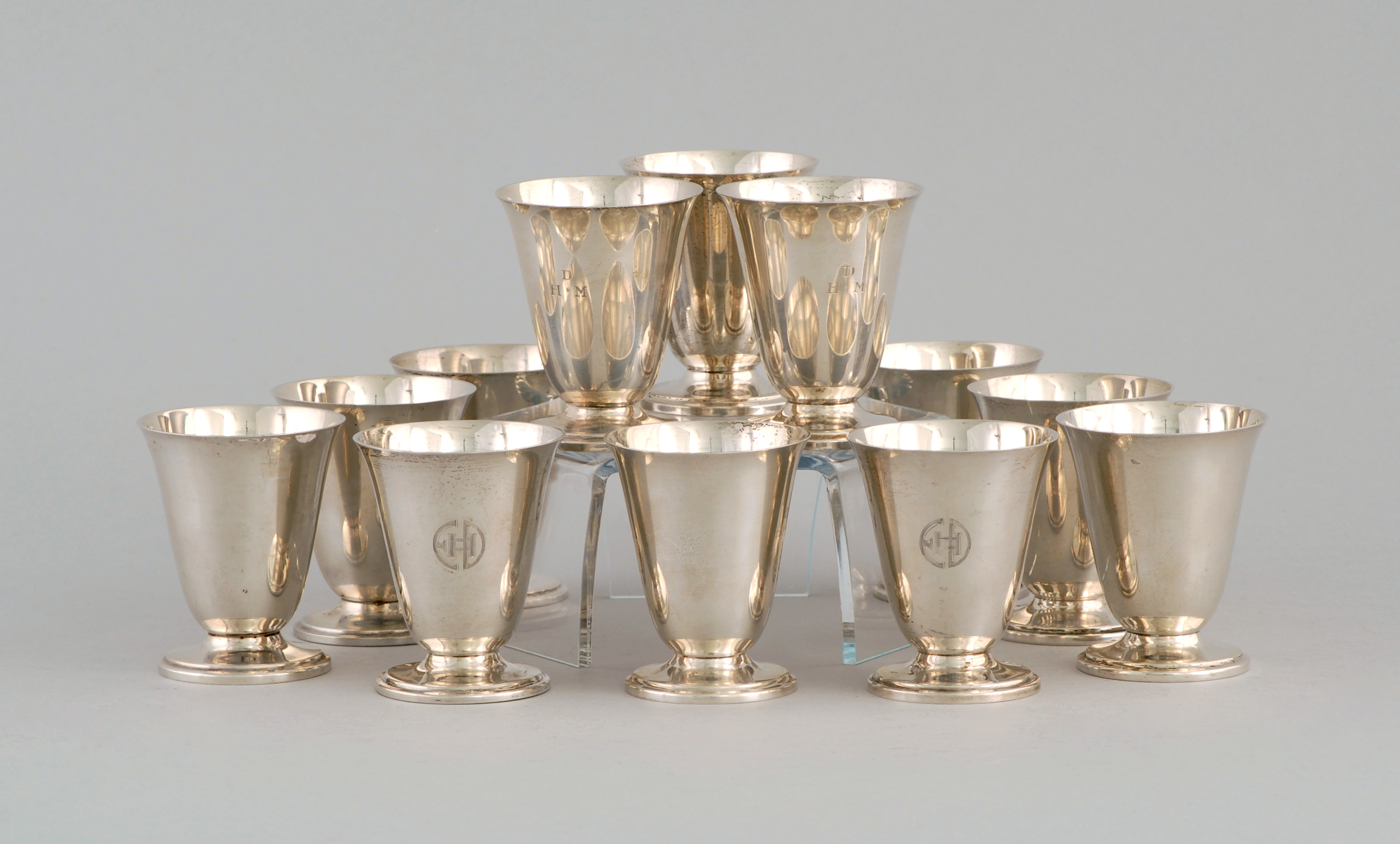 Appraisal: TWELVE S KIRK SON INC STERLING SILVER COCKTAIL CUPS In