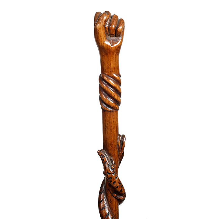 Appraisal: Clinched Fist European Folk Cane Ca - A one-piece carved