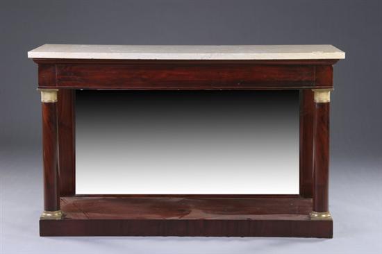 Appraisal: CONTINENTAL EMPIRE CONSOLE TABLE th century mahogany and marble Rectangular