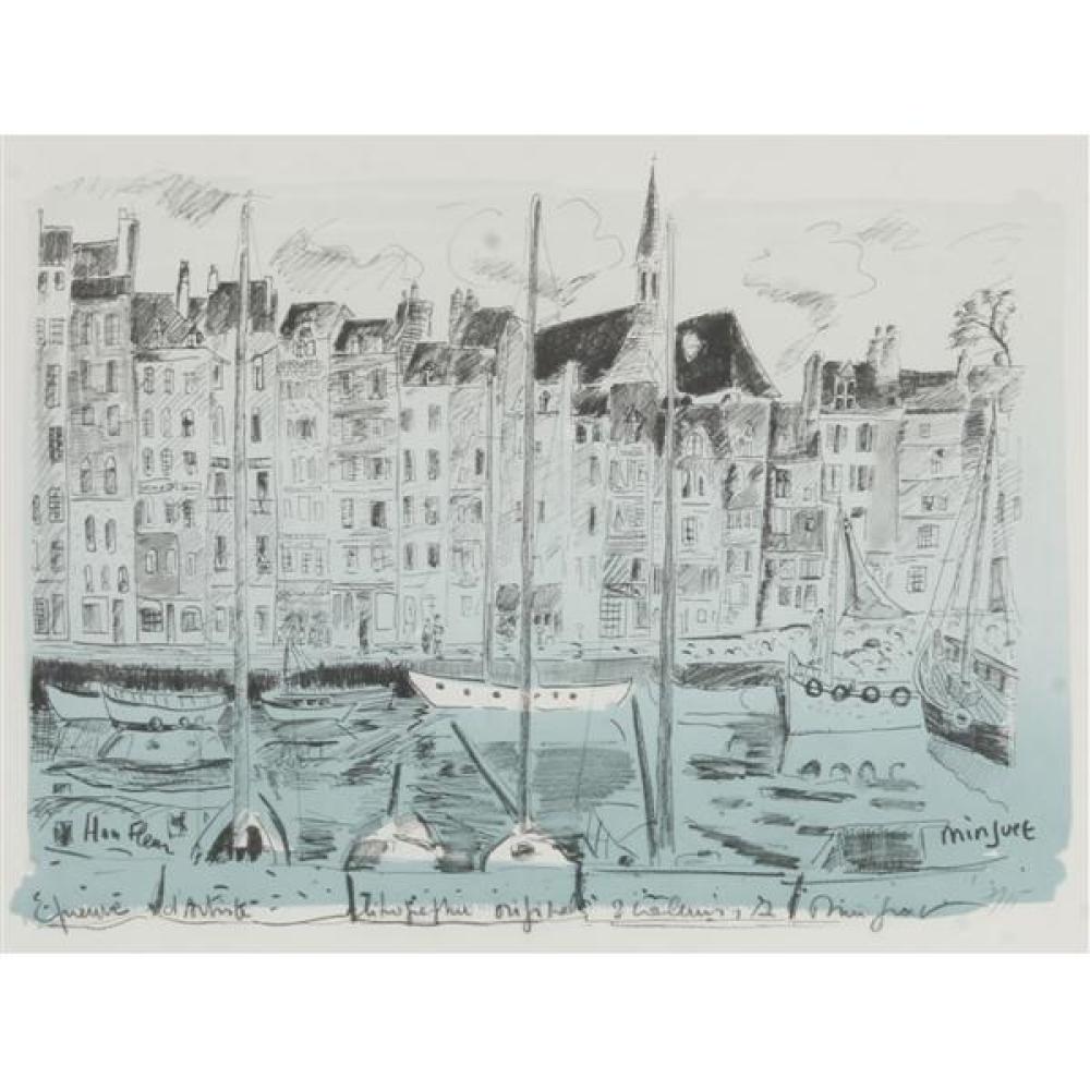 Appraisal: ALEXANDRE MINGUET FRENCH B HARBOR MODERNIST LITHOGRAPH SHEET X FRAME