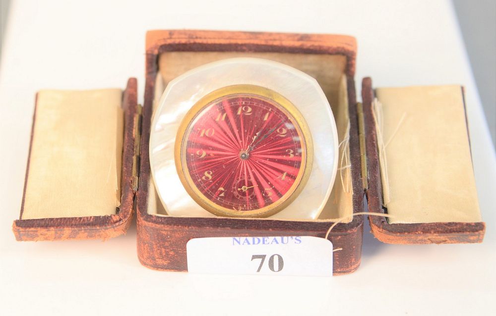 Appraisal: Didisheim Goldschmidt Fils Swiss Clock having red enameled face and