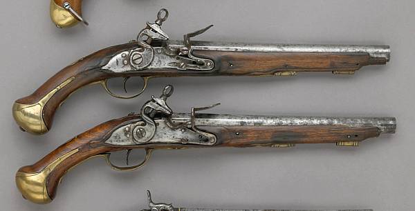 Appraisal: A brace of Spanish Model flintlock cavalry pistols The inch