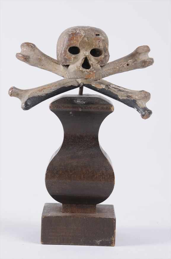 Appraisal: CONTINENTAL CARVED AND PAINTED WOOD MEMENTO MORI Carved as a