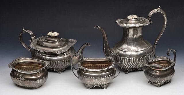 Appraisal: A MATCHED SILVER GEORGIAN STYLE TEA AND COFFEE SERVICE TO