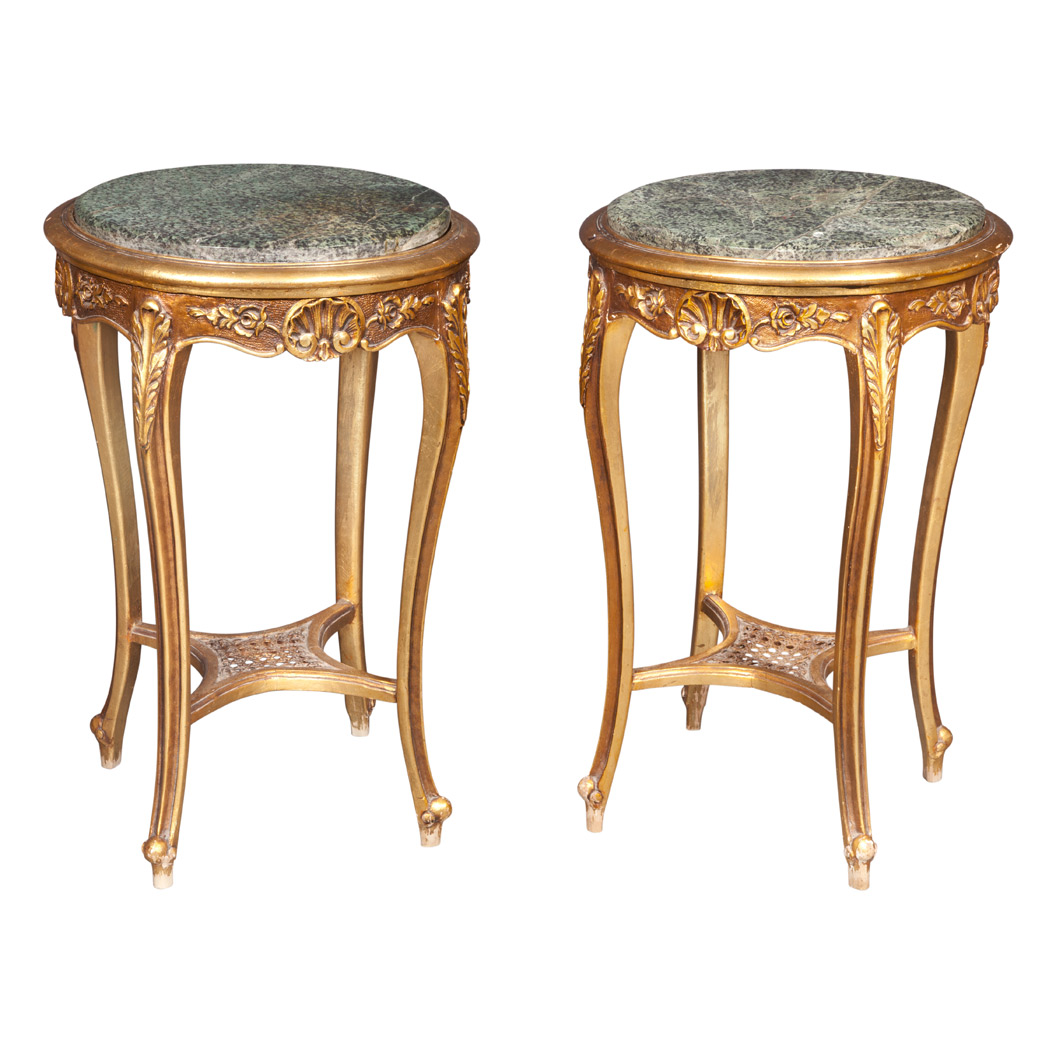 Appraisal: Pair of Rococo Style Giltwood Gueridons Last quarter of the