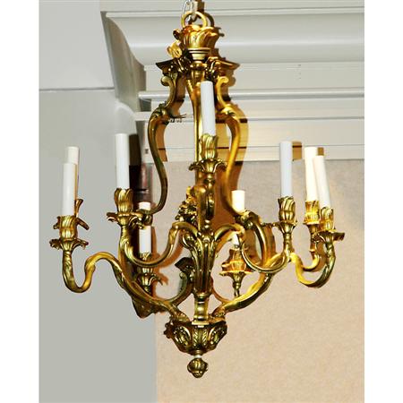 Appraisal: Louis XV Style Gilt Bronze Nine-Light Chandelier Estimate -