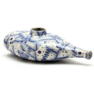 Appraisal: English Ironstone Feeding Bottle circa bold blue and white transfer