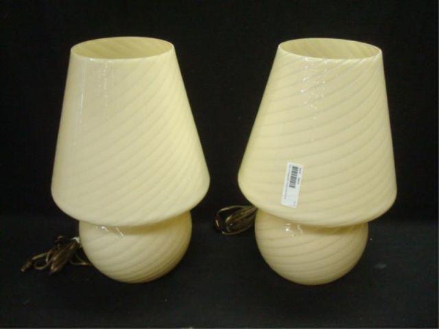 Appraisal: Pair of Diagonally Striated MURANO Lamps with Vetri Murano label