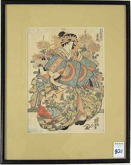 Appraisal: IKEDA EISEN COLOR WOODCUT Japanese - Courtesan ''Misado'' of the