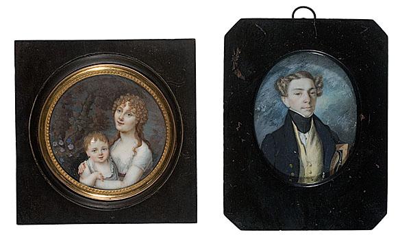 Appraisal: PORTRAIT MINIATURES ON IVORY English or American early th century