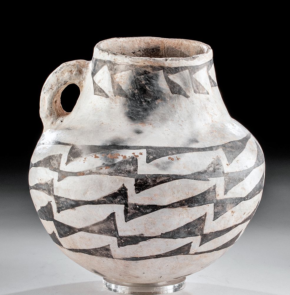 Appraisal: Prehistoric Anasazi Black Mesa Black-on-White Pitcher Native American Ancestral Pueblo