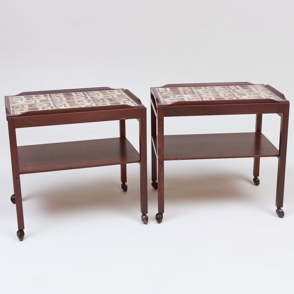 Appraisal: Pair of Haslev Mobelsnedkeri Tray Tables Inset with Royal Copenhagen