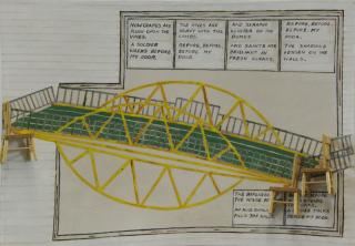 Appraisal: ARMANJANI Siah A Bridge with Three Chairs A Poem by