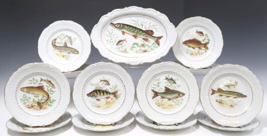 Appraisal: BAVARIAN WINTERLING PORCELAIN FISH SERVICE lot of Bavarian porcelain fish