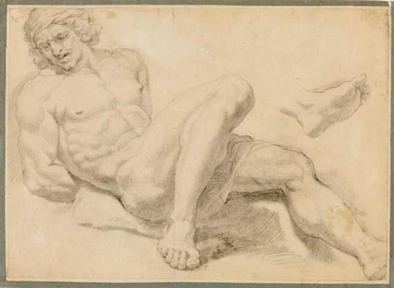 Appraisal: ITALIAN TH CENTURY Sketch of a prone prisoner and foot