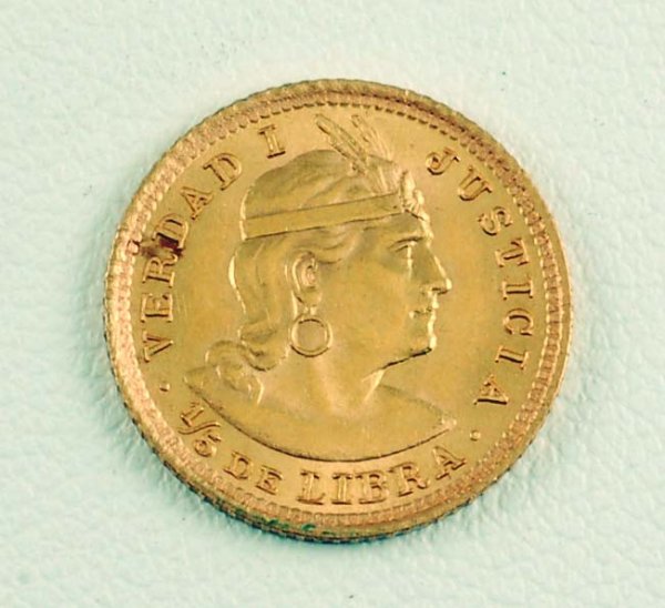 Appraisal: Peru Libra gold coin CONDITION About Uncirculated Appears to have