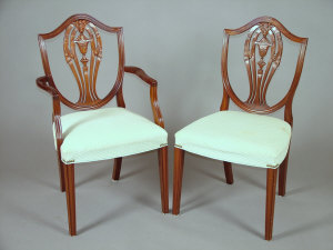 Appraisal: A set of sixteen Hepplewhite style dining chairs late th