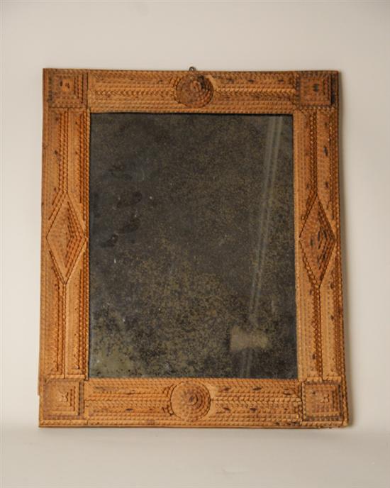 Appraisal: A Tramp Art Style Framed Mirror with early glass Two