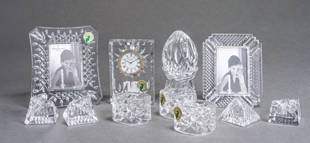 Appraisal: WATERFORD IRISH CRYSTAL DESK CLOCK AND EGG ORNAMENT TWO PHOTO