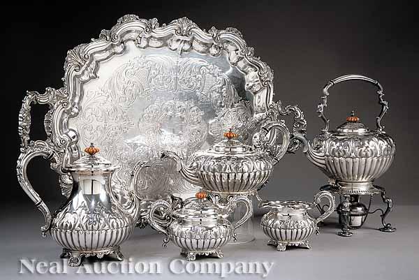 Appraisal: A George IV-Style Silverplate Coffee and Tea Service comprised of