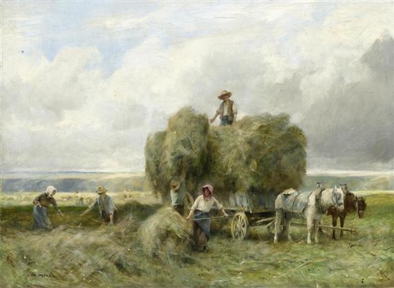 Appraisal: DUPR JULIEN Paris Hay making Oil on canvas Signed lower