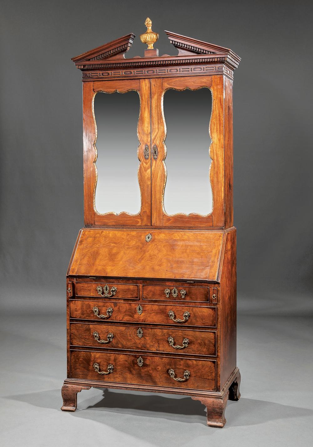 Appraisal: George III Carved Walnut Secretary-Bookcase late th c and later