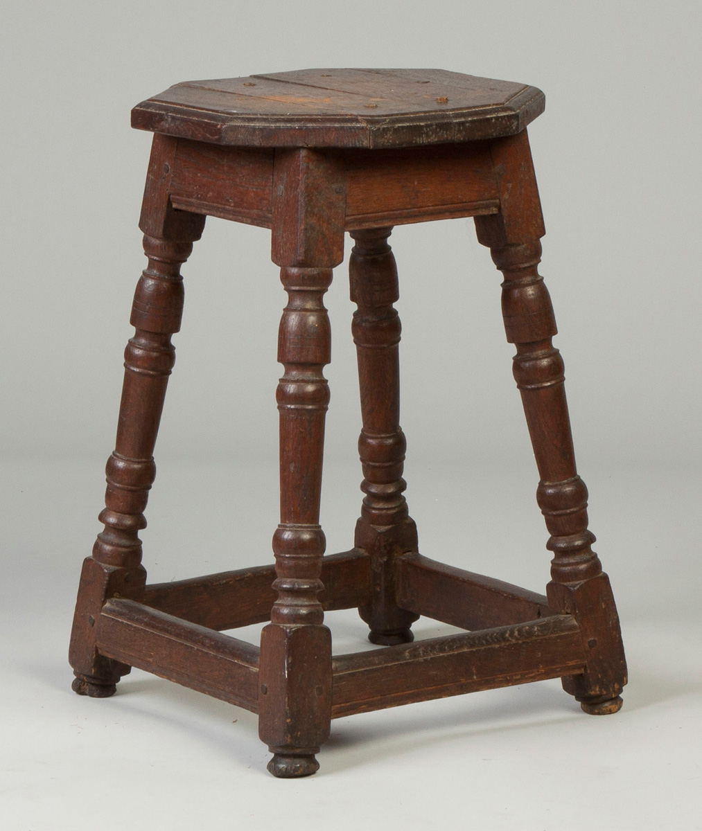 Appraisal: Joiners Stool th th cent Oak mortise tenon joints molded