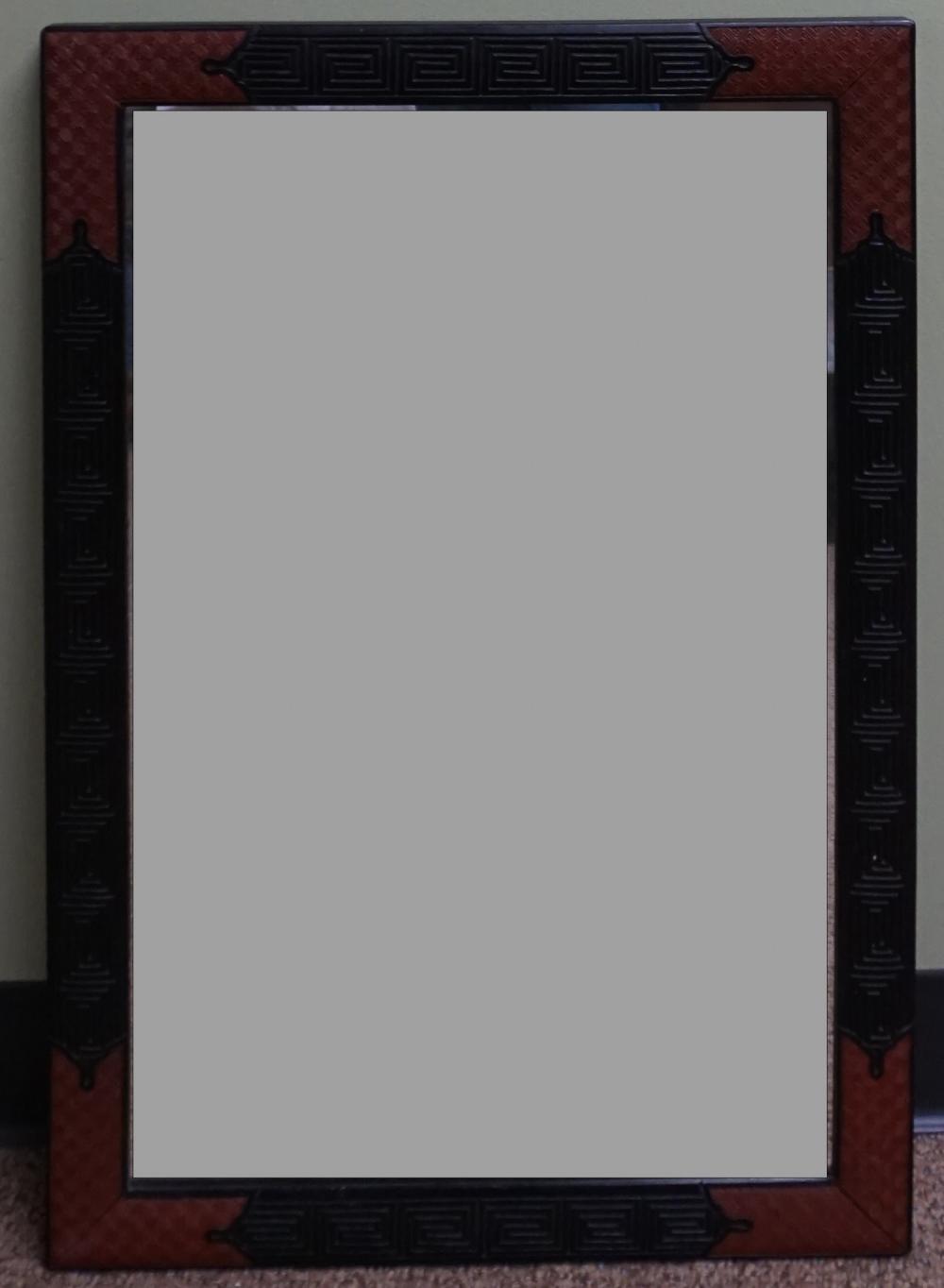 Appraisal: CHINESE CARVED AND DECORATED WOOD FRAME MIRROR FRAME X IN