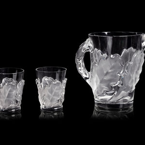 Appraisal: A Lalique Ch ne Pitcher and Twelve Tumblers Second Half