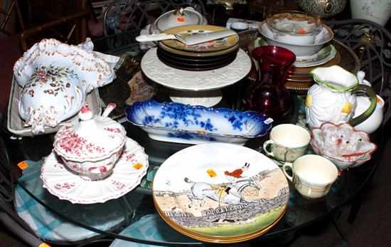 Appraisal: Large assortment of china glass and porcelain articles including hunt