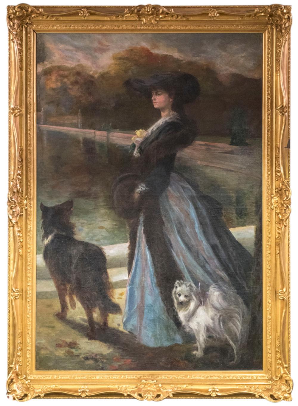 Appraisal: IN THE STYLE OF PAUL CESAR HELLEU LADY WITH DOG