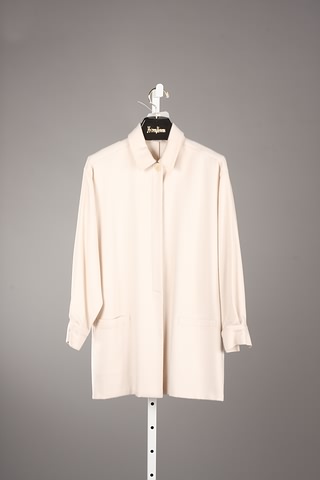 Appraisal: Loro Piana beige cashmere long jacket with covered buttons in