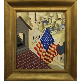 Appraisal: Mitchell Jamieson - Gouache depicting an american flag flying over