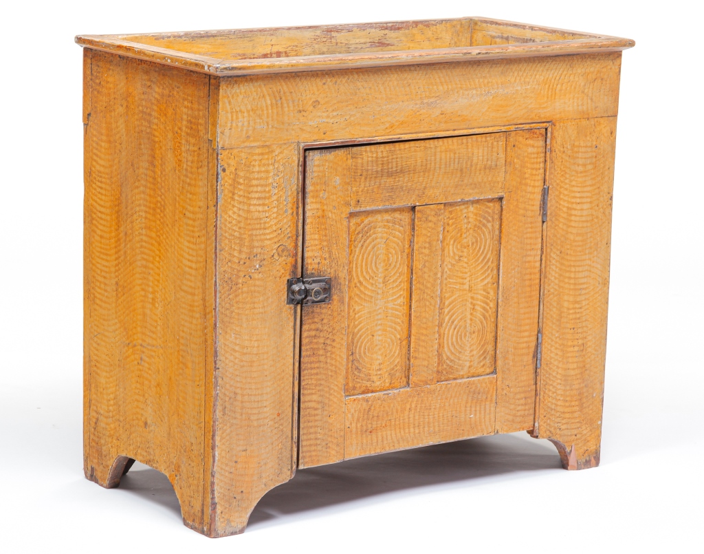 Appraisal: AMERICAN DIMINUTIVE GRAIN PAINTED DRY SINK Mid th century pine