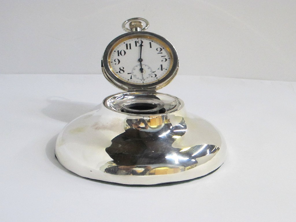 Appraisal: A silver clock inkwell Birmingham