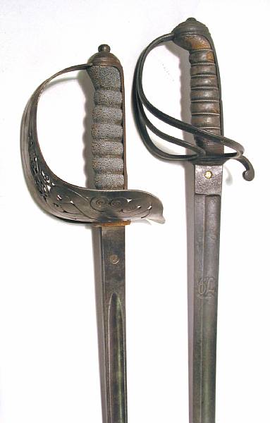 Appraisal: A lot of two British officer's swords Comprising Example for