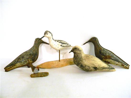 Appraisal: Two painted wooden birds on stands one sandpiper signed Fred