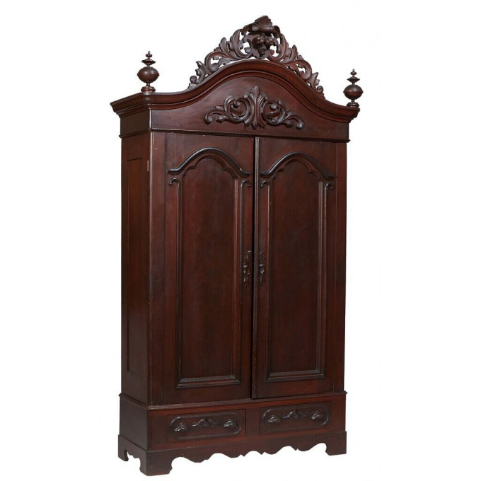 Appraisal: American Carved Mahogany Armoire th c possibly New Orleans with