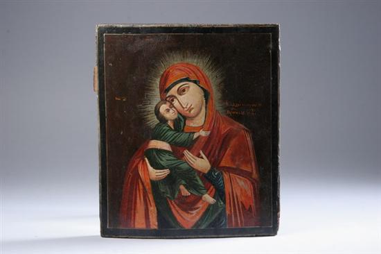 Appraisal: RUSSIAN ICON OF VLADIMIR MOTHER OF GOD th century -