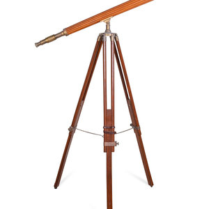 Appraisal: An English Brass-Mounted Mahogany Telescope on Stand Length of telescope