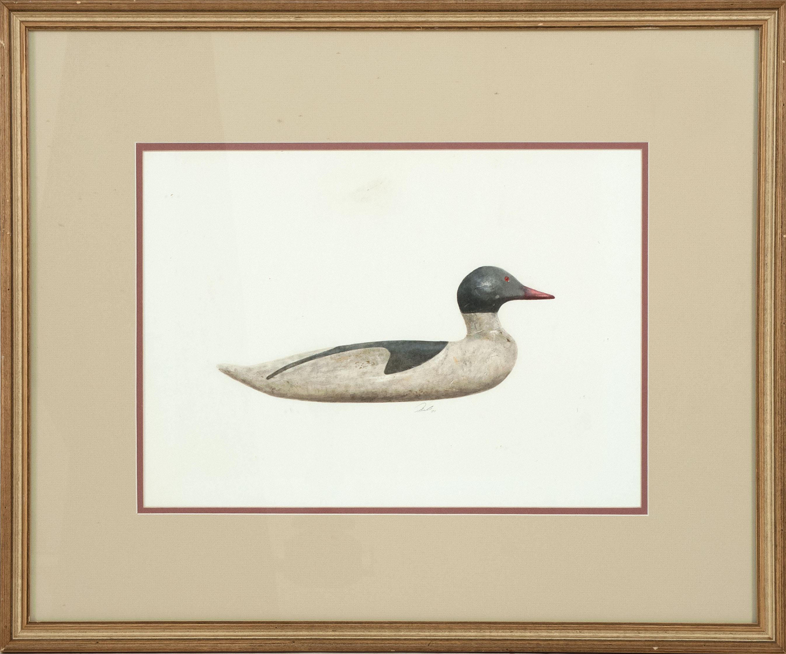 Appraisal: JOSEPH CIBULAAmerican b An American merganser decoy Signed lower right