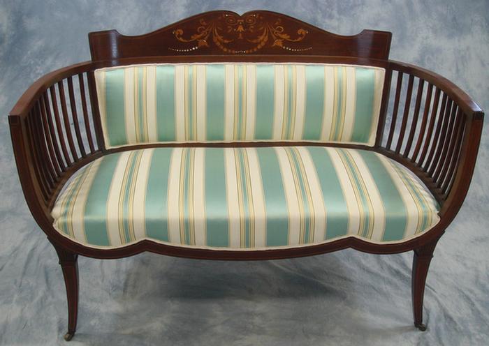 Appraisal: pc inlaid mahogany Edwardian parlor set settee armchairs side chair