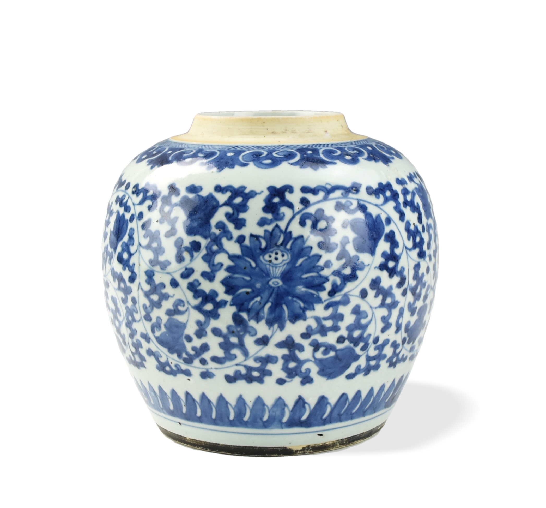 Appraisal: CHINESE BLUE WHITE JAR W LOTUS TH C Chinese th