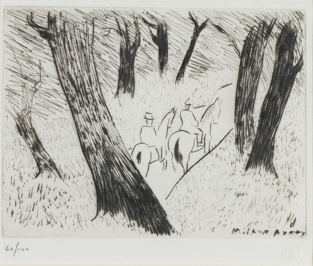 Appraisal: Milton Avery American - Riders in the Park drypoint etching